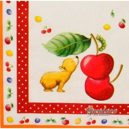 Serwetka decoupage firmy VILLEROY&BOCH misiu z owocami 33x33cm